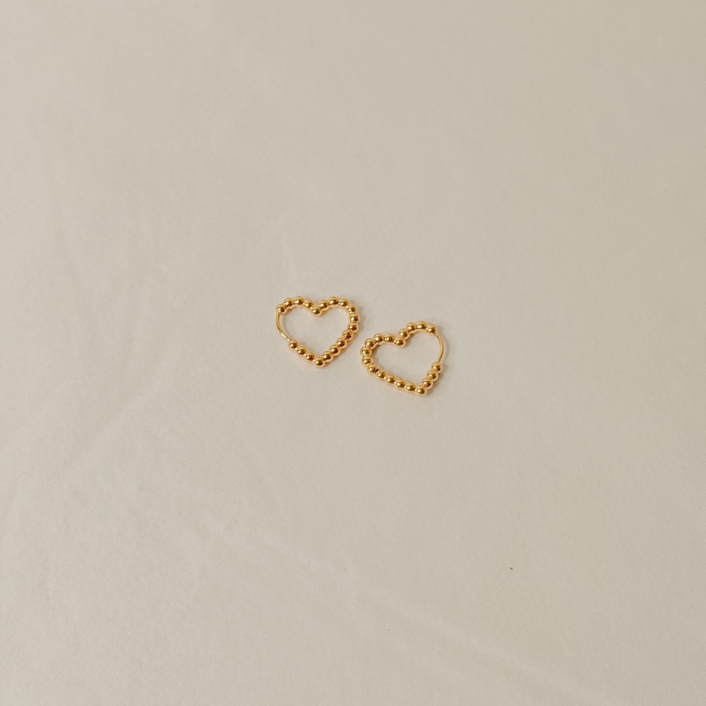 18k Gold Plated Beaded Heart Hoop